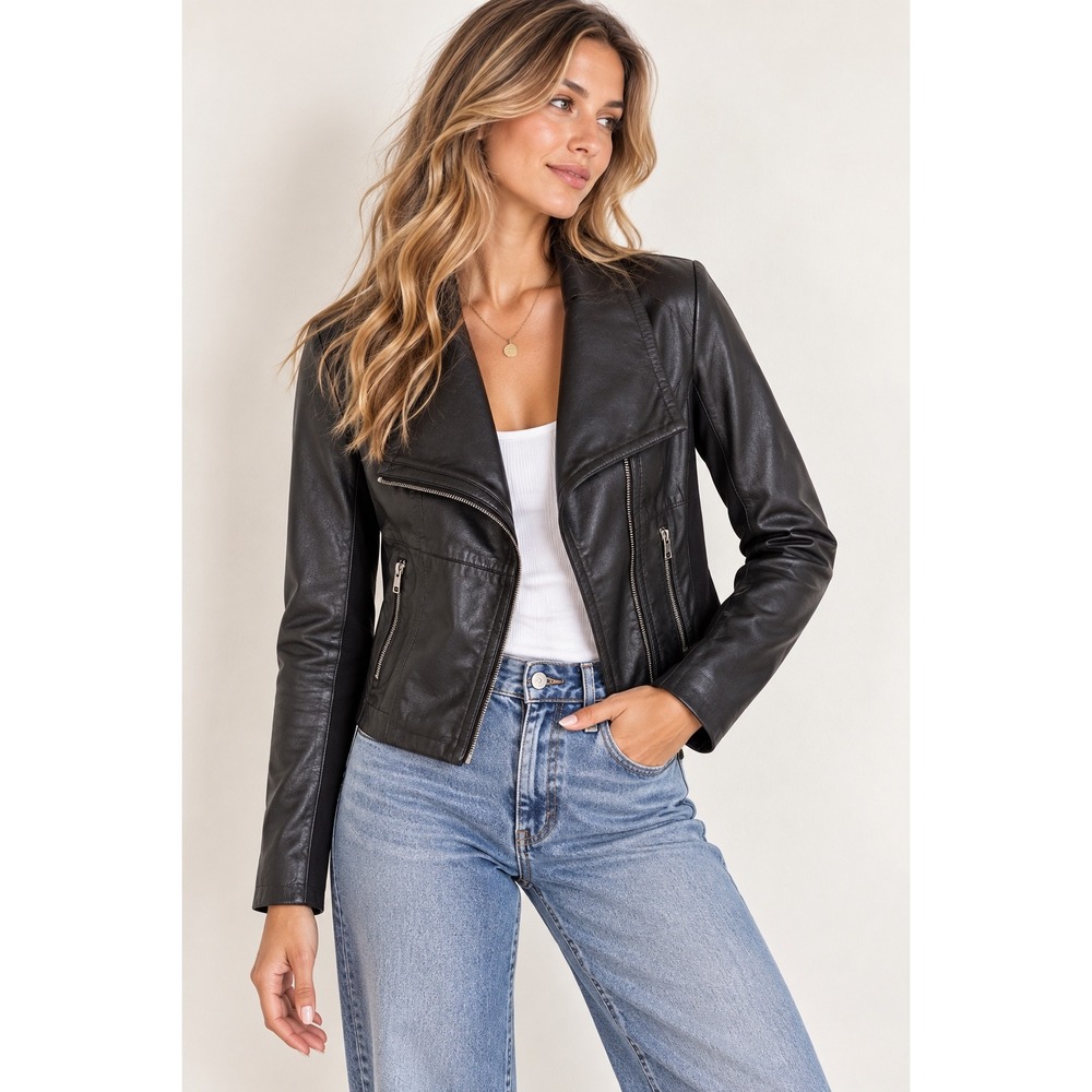 BB Dakota Black Leather Moto Jacket